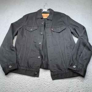 Levis Trucker Jacket Mens Large Black Button Front Classic Casual Denim